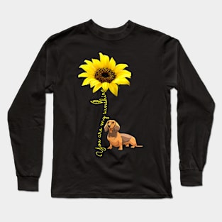 You Are My Sunshine Dachshund Sunflower Long Sleeve T-Shirt